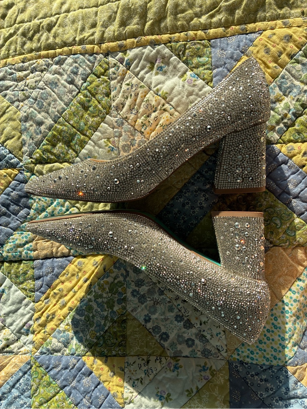 Betsey Johnson Bedazzled Silver Heels - Picture 3 of 9